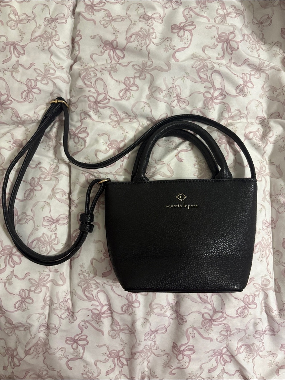Nanette Lepore Black Pebbled Leather Mini Tote